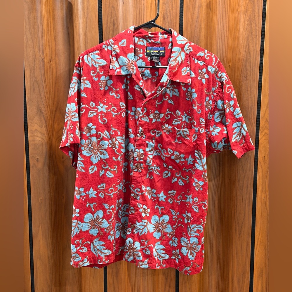 Pataloha Vintage Patagonia Tropical Red Floral Men's Shirt